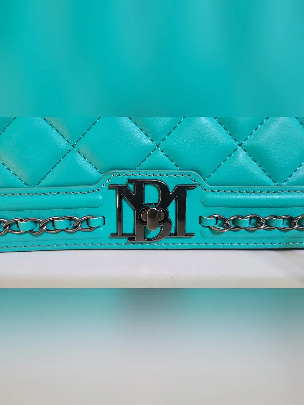 Badgley Mischka Quilted Crossbody Bag in Teal Green